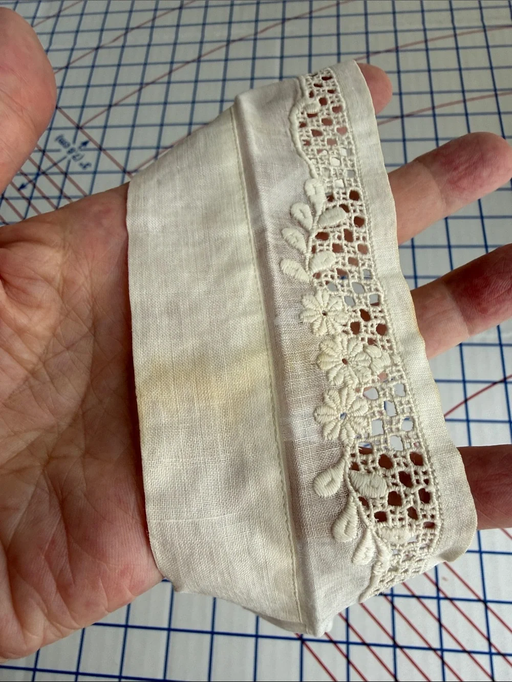 Antique Lace Whitework Trim Fragment Floral Heirloom Sewing 1910s-30s